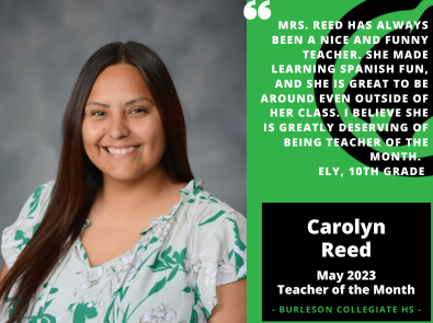 Carolyn Reed Teacher of the Month